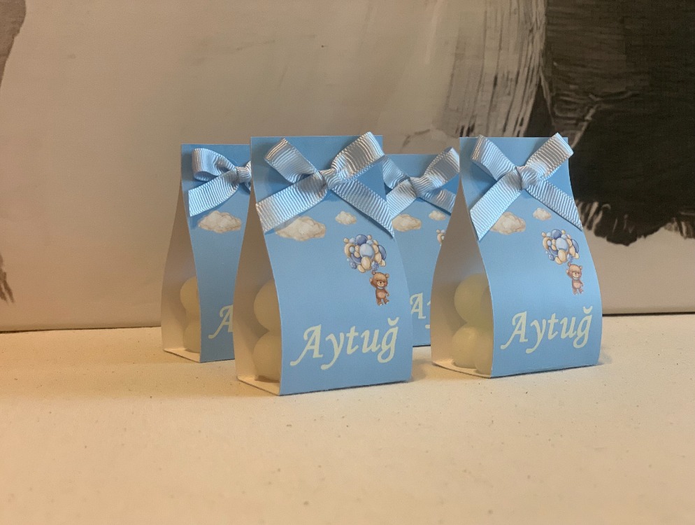 (50 ADET) İsme Özel Bubble Mum Yeni Doğan Hediyelik