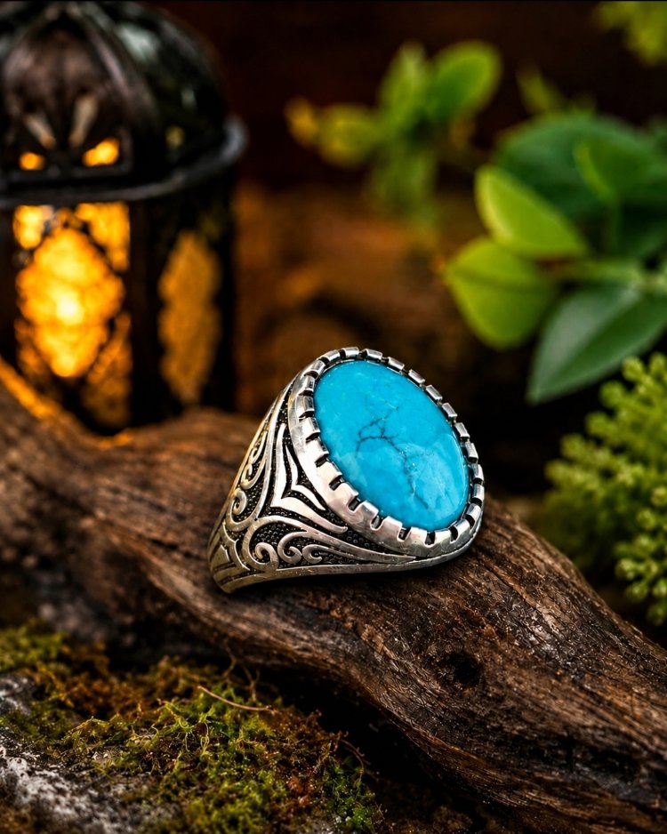 925 Ayar Gümüş | Firuze Taşlı Erkek Yüzüğü