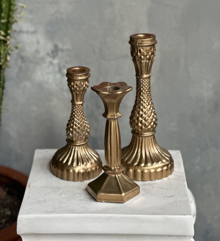 Polyester Bronz Şamdan Orta Boy