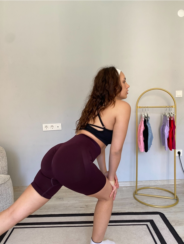 Bordo ekstra push up seamless şort