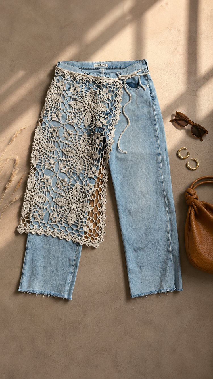 El Yapımı Bohem Dantel Örgü Pantolon Aksesuarı – Plaj & Festival Stil Detayı