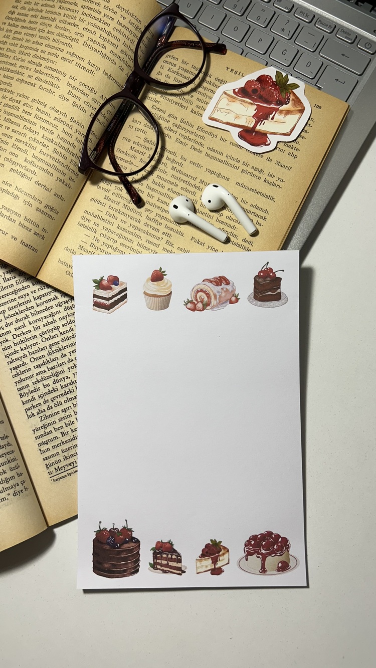 Tatlı / pasta temalı notepad /Çek kopar not defteri