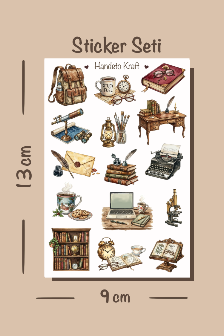 8'lü Vintage Sticker Seti, Planner Etiket, Çıkartma, Ajanda Sticker