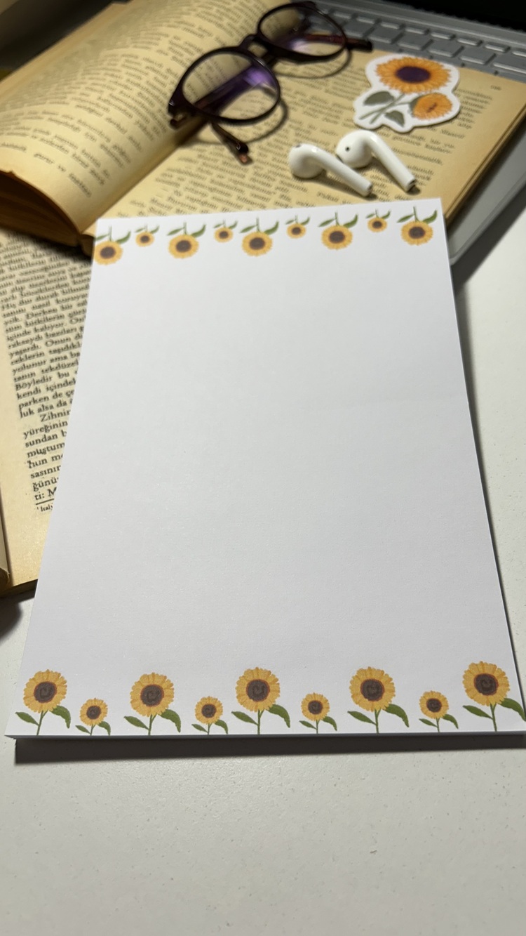 Ayçiçek temalı notepad