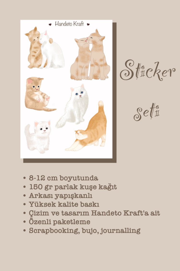 Kedi temalı sticker seti