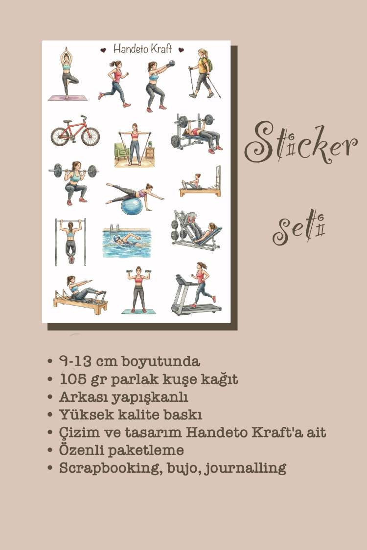 Spor Temalı Sticker Seti Çıkartma Scrapbook Bullet Journal Etiket Ajanda