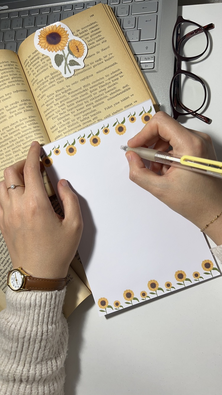 Ayçiçek temalı notepad