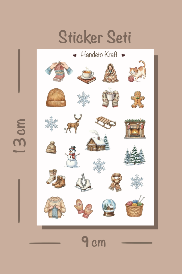 Örgü ve Kış Temalı Sticker Seti Çıkartma Scrapbook Bullet Journal