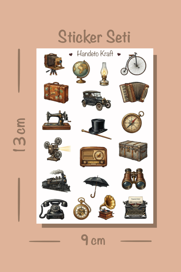 8'lü Vintage Sticker Seti, Planner Etiket, Çıkartma, Ajanda Sticker