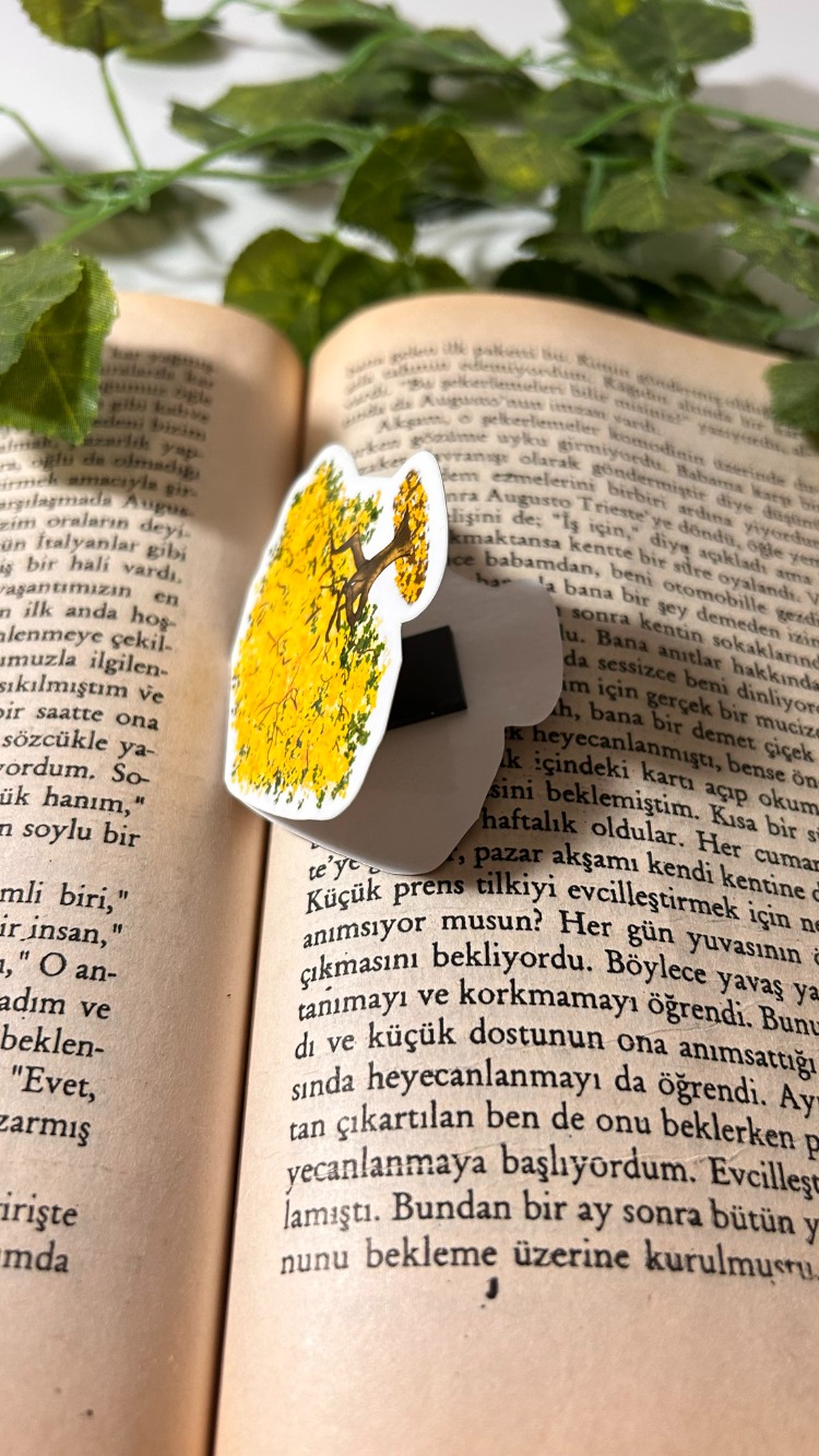 Mıknatıslı Sarı Ağaç kitap ayracı, Magnetli kitap ayracı, Manyetik kitap ayracı