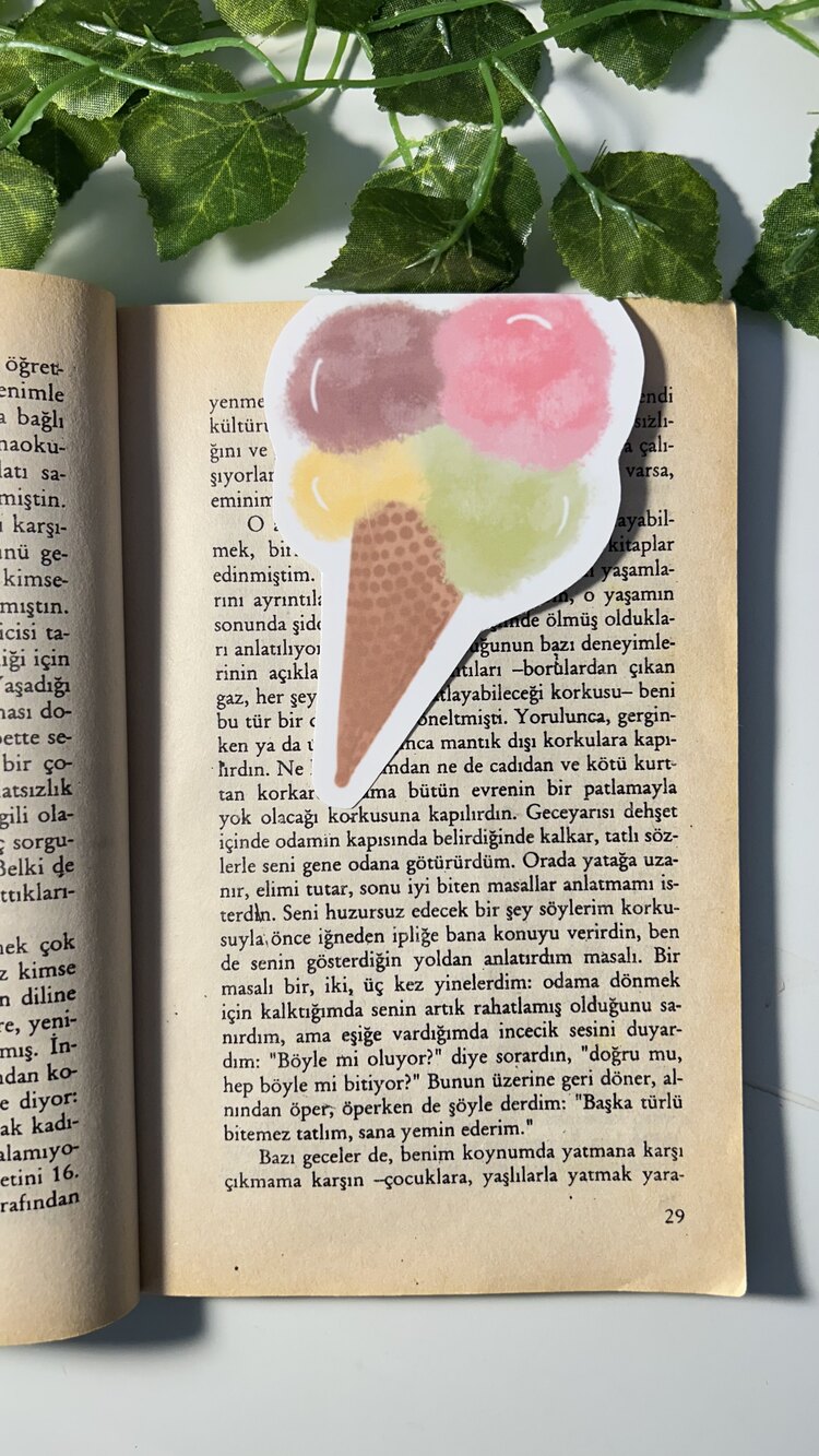 Dondurma mıknatıslı kitap ayracı