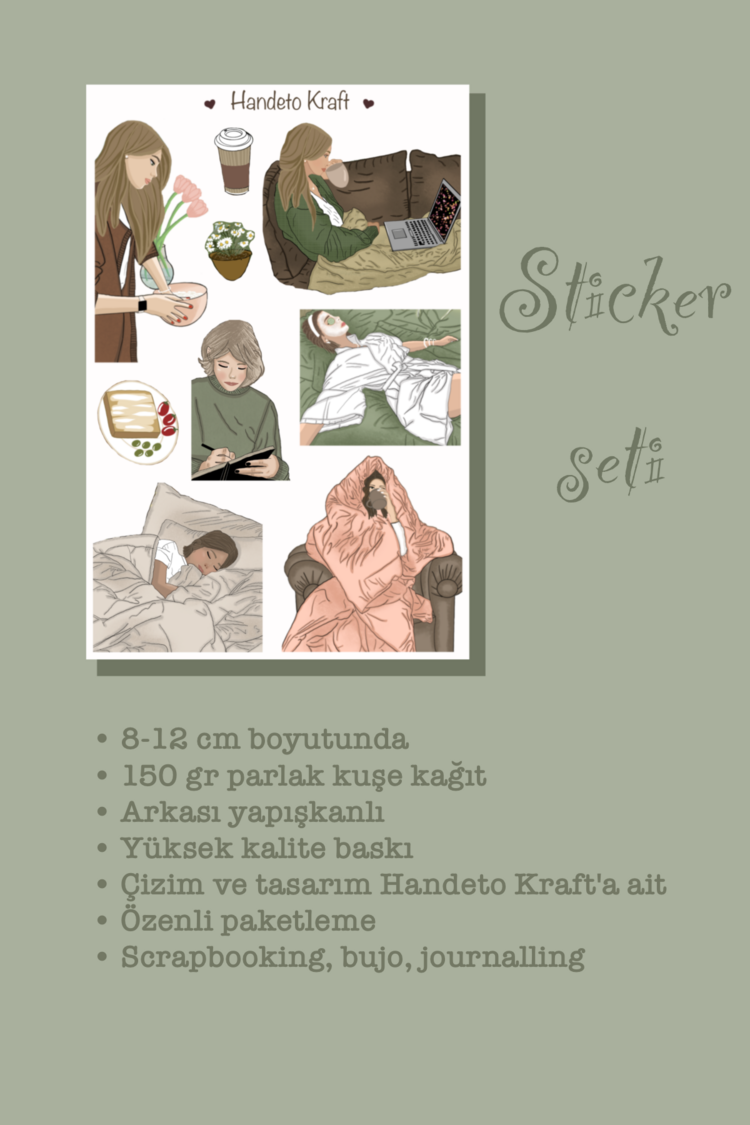 Bakım Sticker Çoklu Sticker Seti, 4lü sticker, 8x12 cm, çıkartma, kolaj, etiket