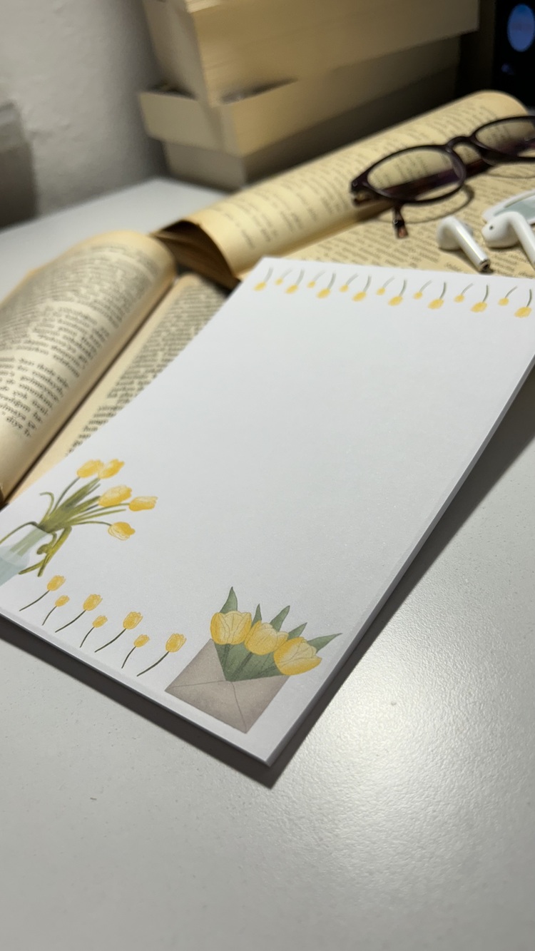 Sarı lale temalı notepad /Çek kopar not defteri