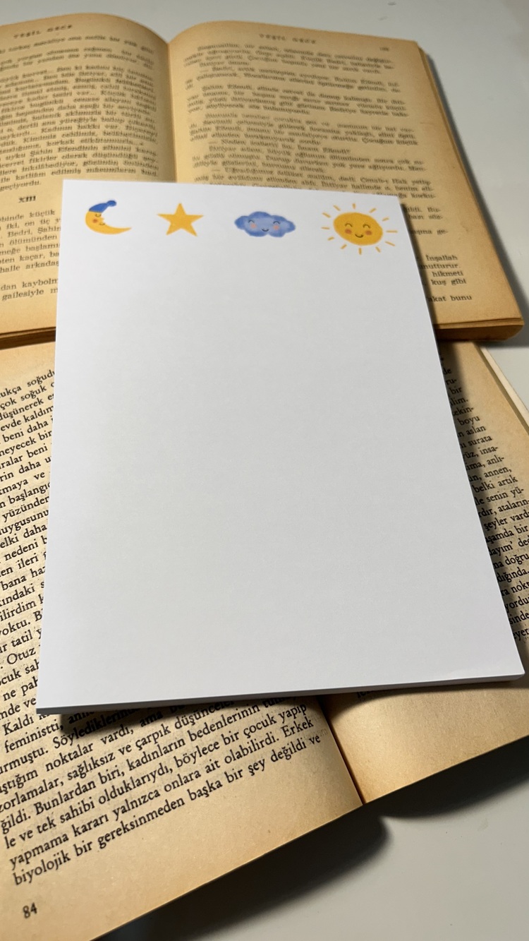Güneş Bulut Notepad Çek Kopar Defter, Tutkallı Bloknot, A5, Çizgisiz Defter