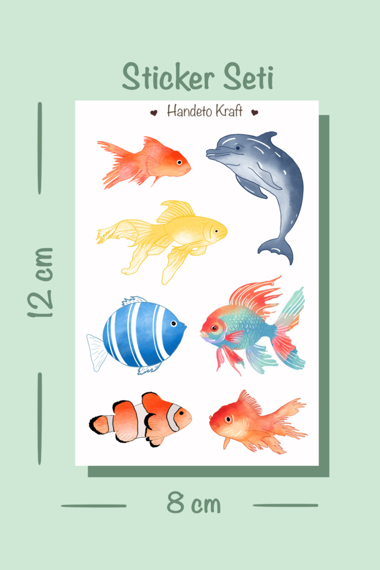 Hayvan temalı 4lü Çoklu Sticker Seti, 8x12 cm, çıkartma, bullet journal