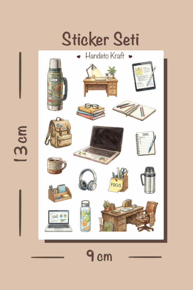 Ofis ve Ders Temalı Sticker Seti Çıkartma Scrapbook Bullet Journal