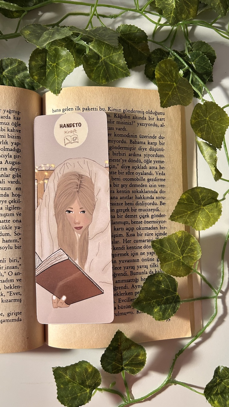 Yorgan ve kitap temalı kitap ayracı