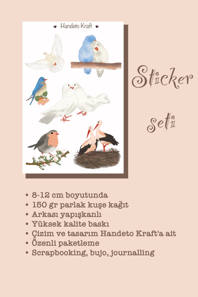 Kuş temalı sticker seti