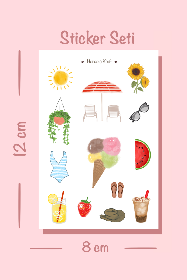 Mevsim temalı 4lü Çoklu Sticker Seti, 8x12 cm, çıkartma, bullet journal, scrapbook, etiket