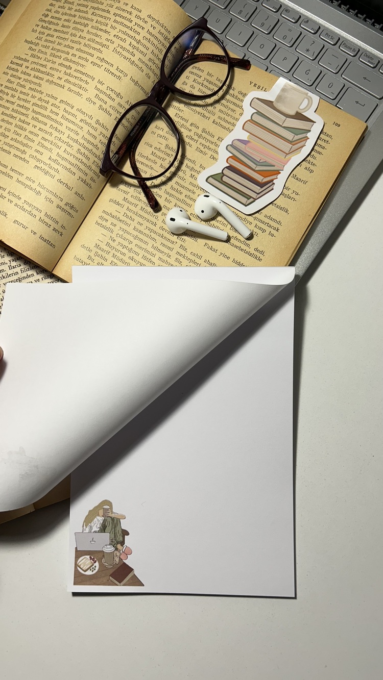 Kahve ve iş temalı notepad/memopad