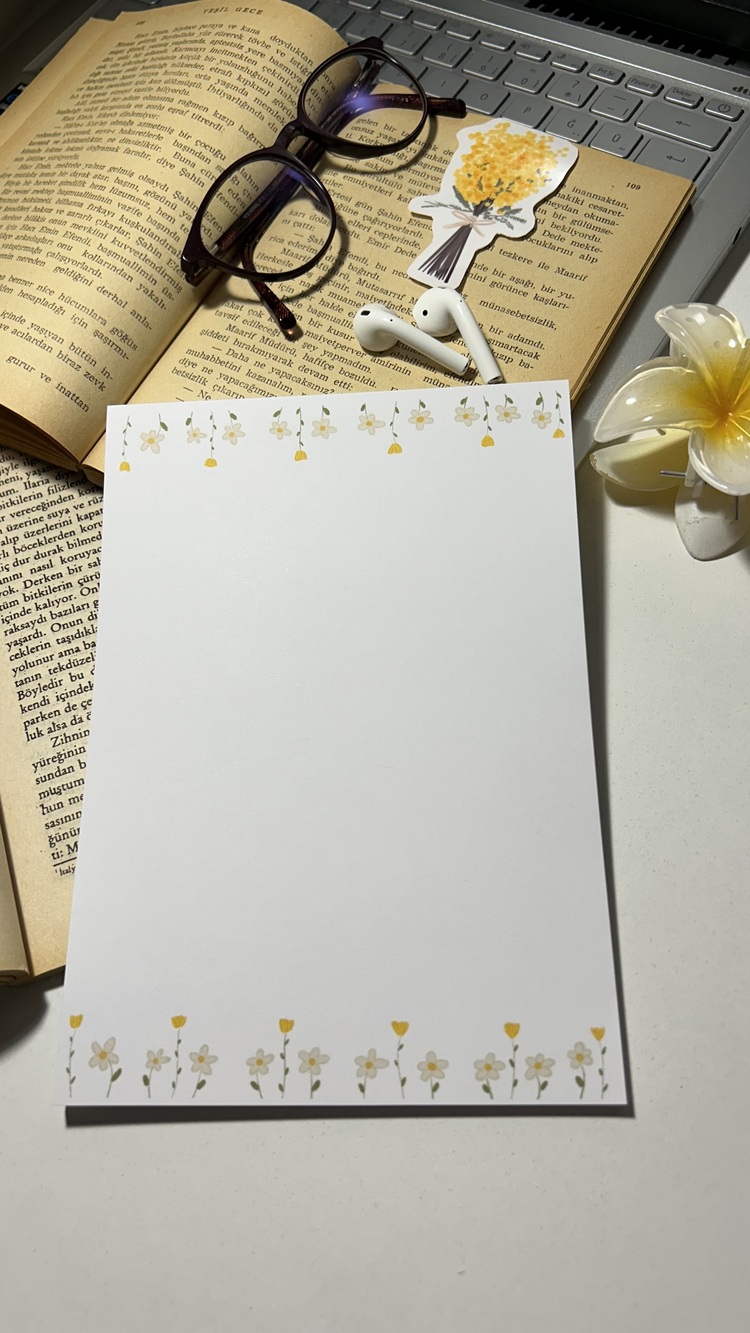 Papatya temalı notepad/memopad