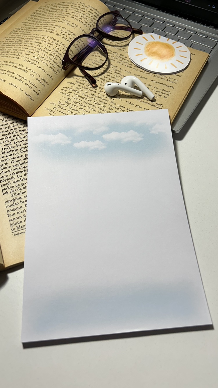Bulut temalı notepad/memopad