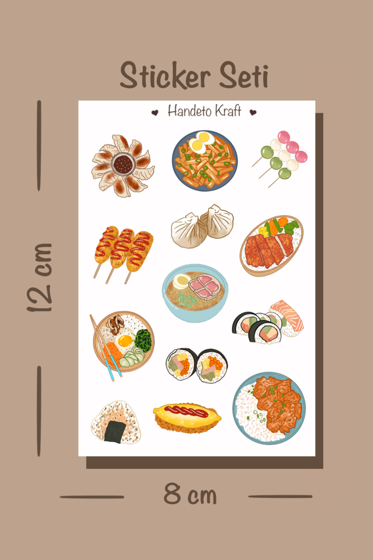 Asya Yemekleri Sticker, Planner Etiket, Çıkartma, Scrapbook, Journal Sticker