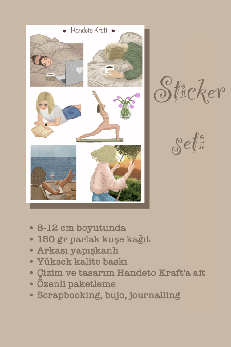 Bakım Sticker Çoklu Sticker Seti, 4lü sticker, 8x12 cm, çıkartma, kolaj, etiket