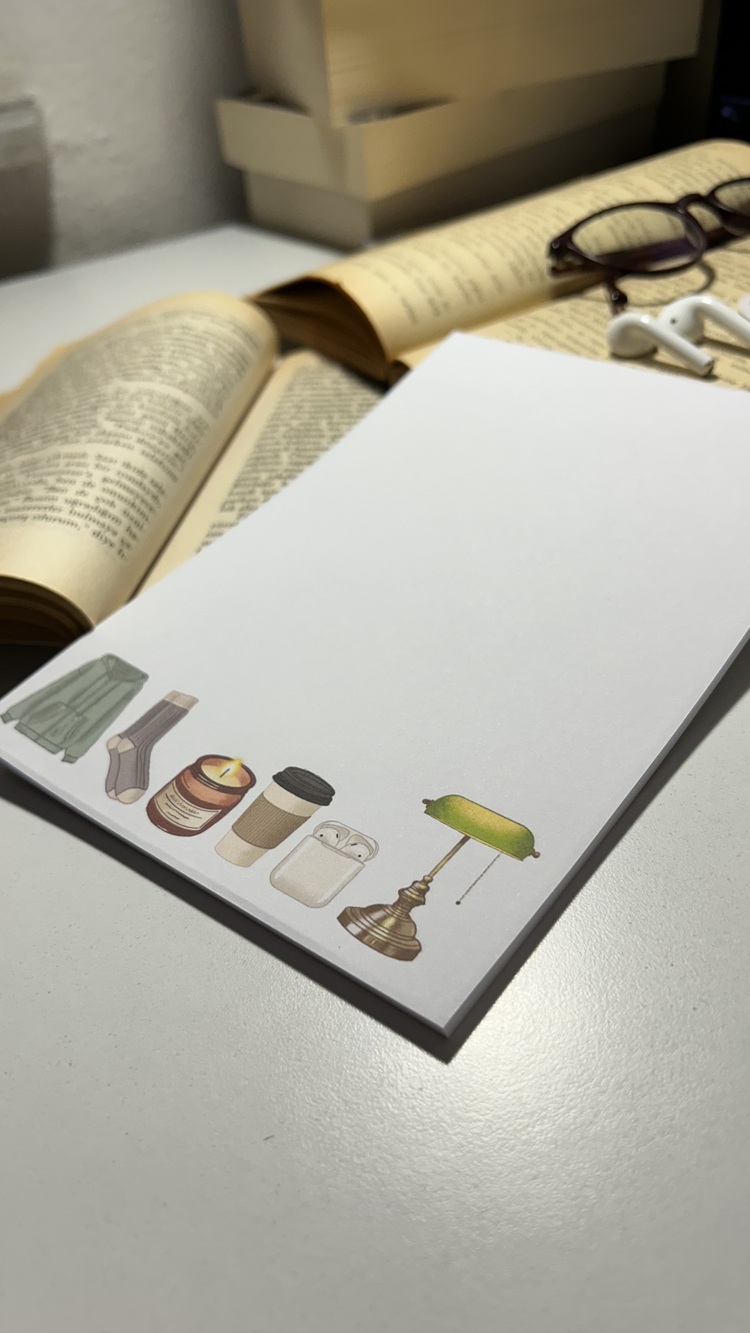 Cozy Temalı Notepad Çek Kopar Defter, Tutkallı Bloknot, A5, Çizgisiz Defter