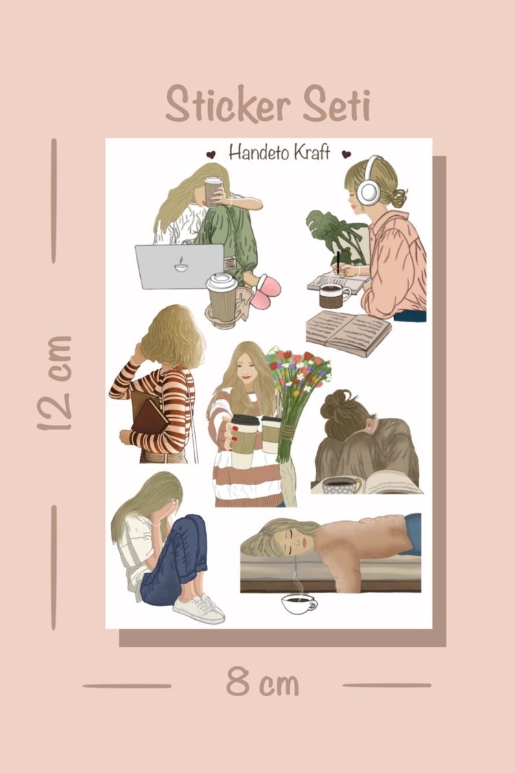 Mod ve bakım temalı Çoklu Sticker, 8li sticker, 9x13 cm,