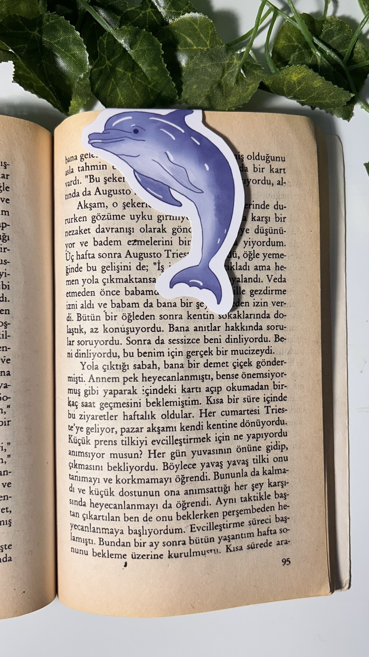 Yunus balığı temalı mıknatıslı kitap ayracı