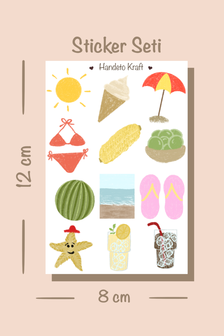 Mevsim temalı 4lü Çoklu Sticker Seti, 8x12 cm, çıkartma, bullet journal, scrapbook, etiket