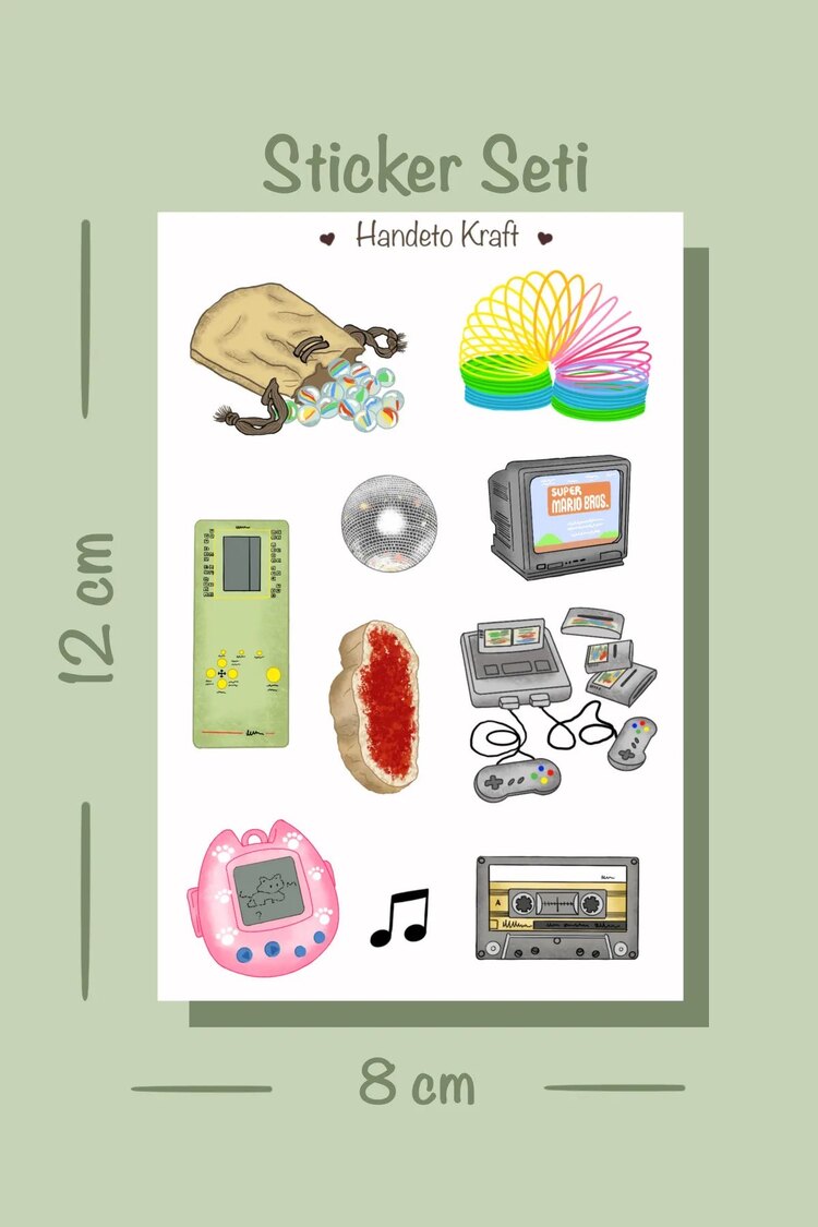 Vintage Çoklu Sticker Seti, 4lü sticker, Noel sticker, 8x12 cm, çıkartma, bujo, etiket