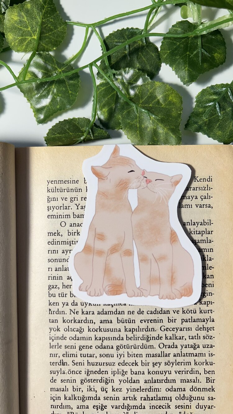 Kediler mıknatıslı kitap ayracı, Lamine edilmiştir, Parlak ve sert yapı, El yapımı