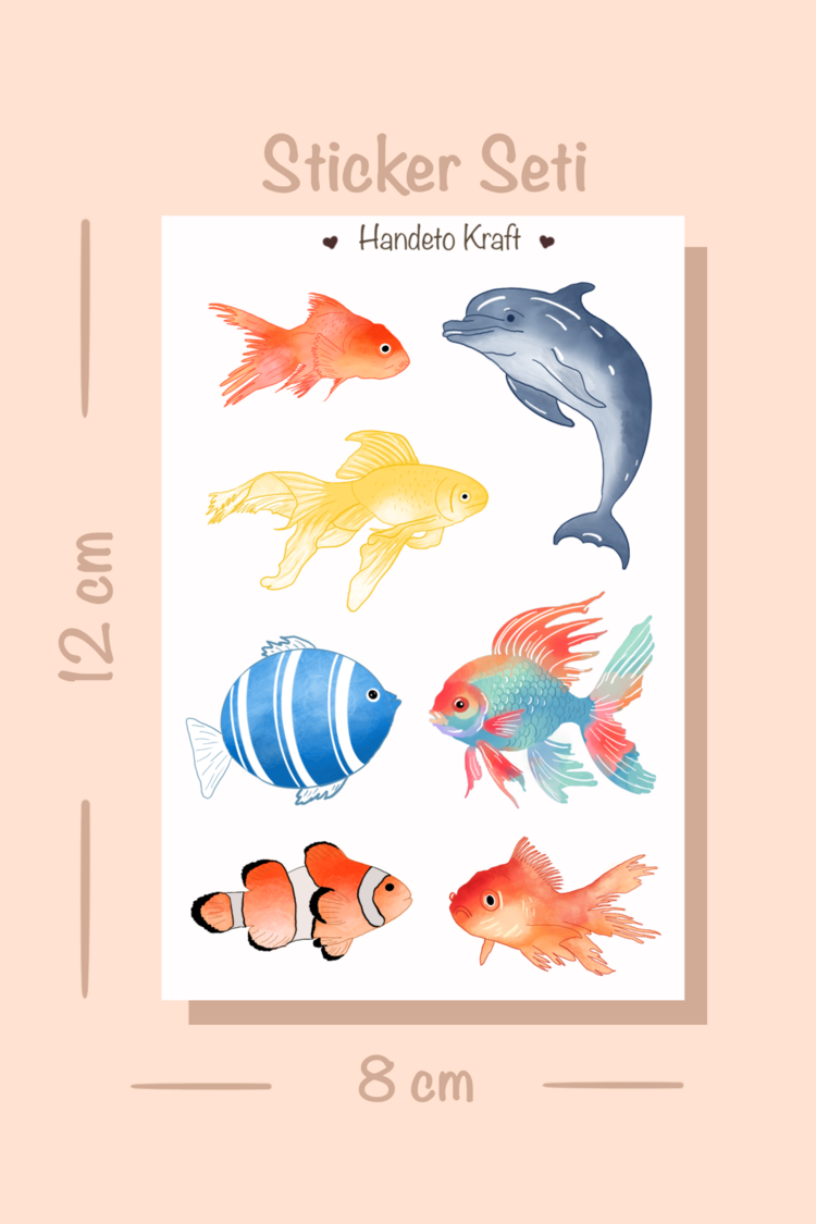 Sevimli Hayvanlar temalı çoklu Sticker, 8li sticker, 9x13 cm