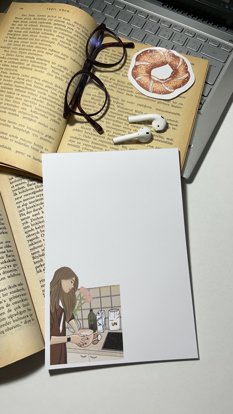 Mutfak Temalı Notepad Çek Kopar Defter, Tutkallı Bloknot, A5, Çizgisiz Defter