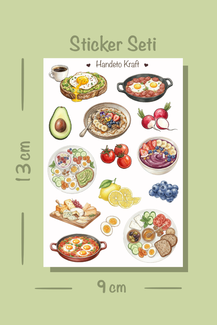Kahvaltı Temalı Sticker Seti Çıkartma Scrapbook Bullet Journal Etiket Ajanda Planner stikır