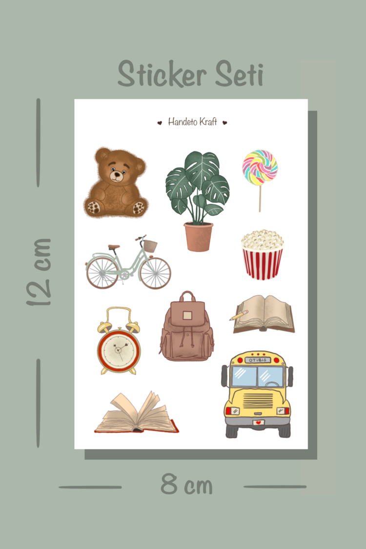 Sevimli Hayvanlar temalı çoklu Sticker, 8li sticker, 9x13 cm