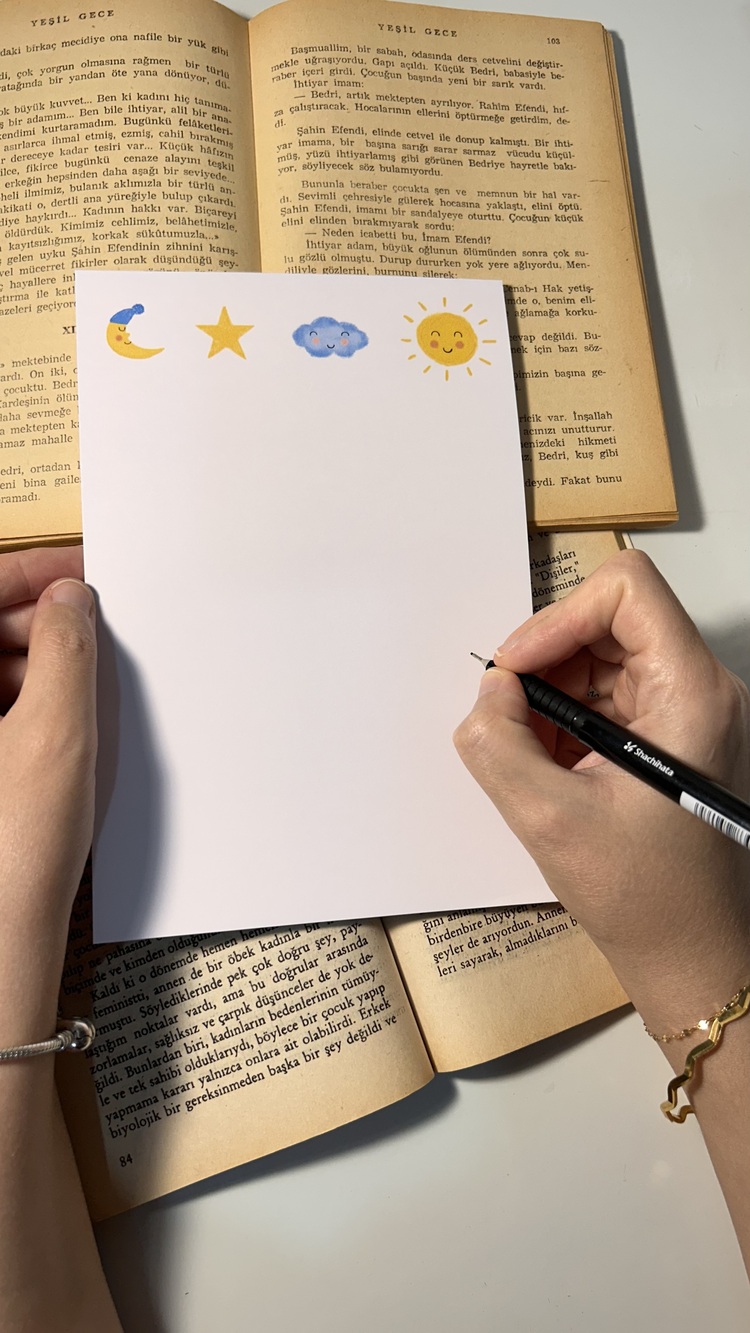 Güneş Bulut Notepad Çek Kopar Defter, Tutkallı Bloknot, A5, Çizgisiz Defter