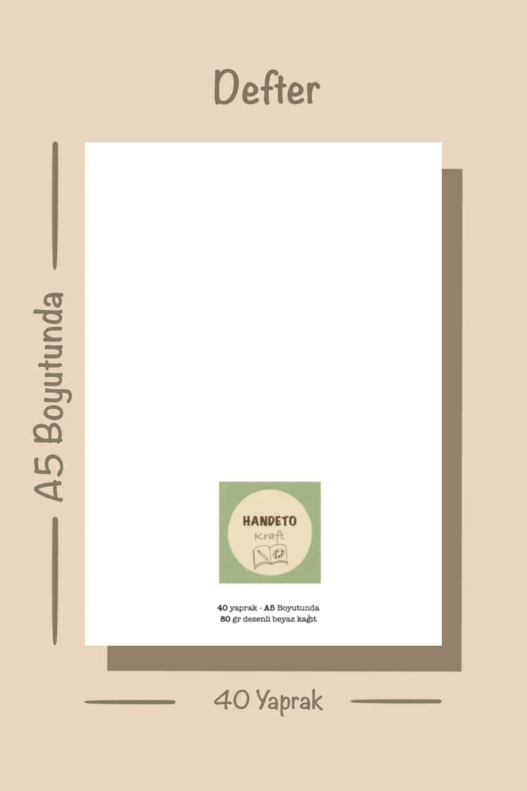Vintage Temalı Notepad Çek Kopar Defter, Tutkallı Bloknot, A5, Çizgisiz Defter