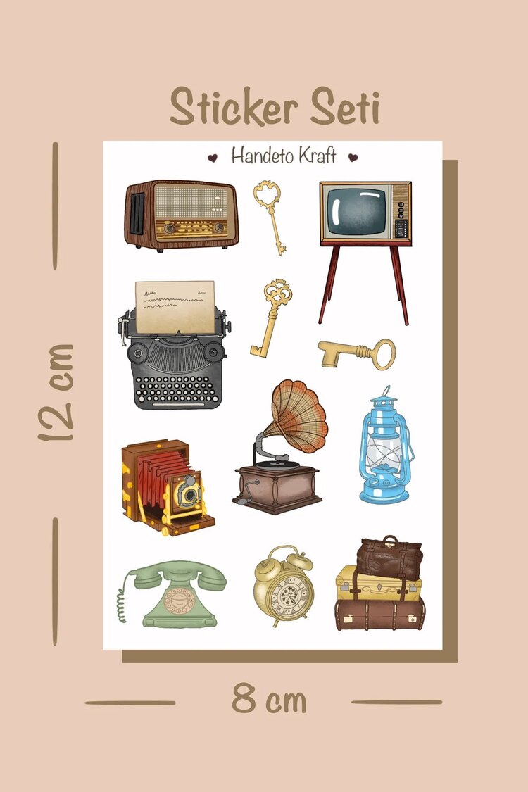 Vintage Çoklu Sticker Seti, 4lü sticker, Noel sticker, 8x12 cm, çıkartma, bujo, etiket