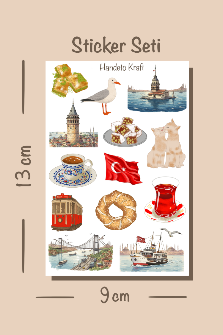 İstanbul Temalı Sticker Seti Çıkartma Scrapbook Bullet Journal Etiket Ajanda Planner stikır
