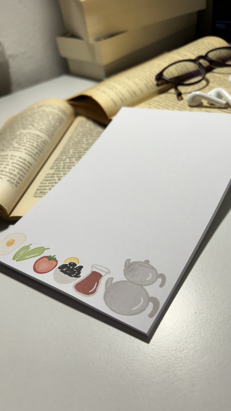 Kahvaltı temalı notepad