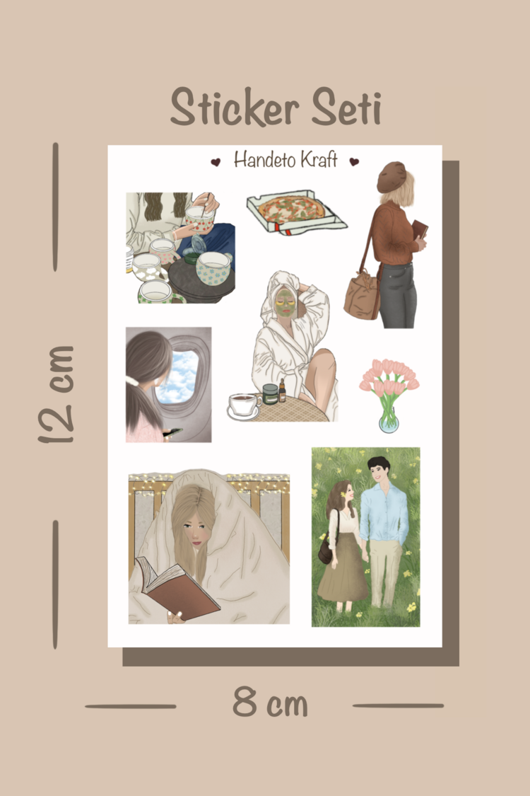 Mod temalı Sticker Seti, 8x12 cm, çıkartma, bullet journal, scrapbook, kolaj, etiket