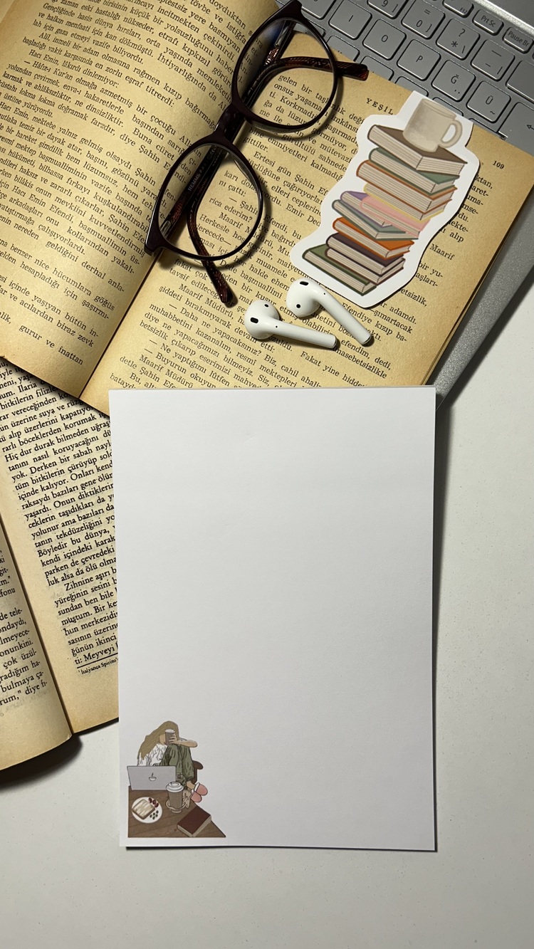 Kahve ve iş temalı notepad/memopad