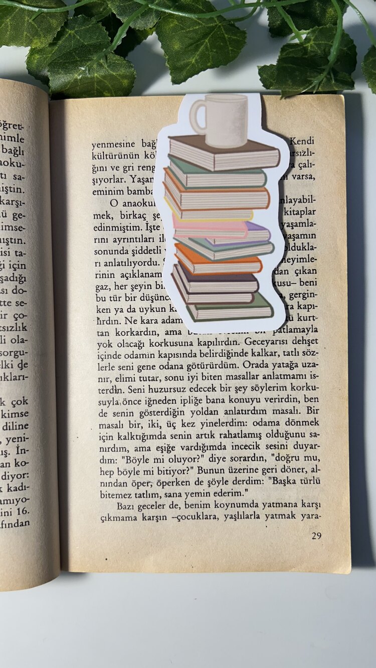 Kitap kahve mıknatıslı kitap ayracı