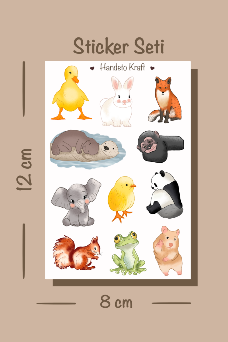 Sevimli Hayvanlar Sticker Seti, Planner Etiket, Çıkartma, Scrapbook, Journal Sticker