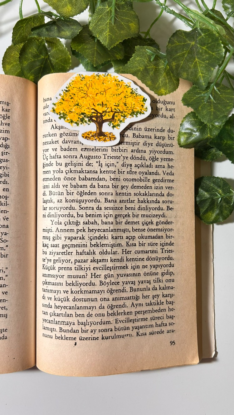 Mıknatıslı Sarı Ağaç kitap ayracı, Magnetli kitap ayracı, Manyetik kitap ayracı