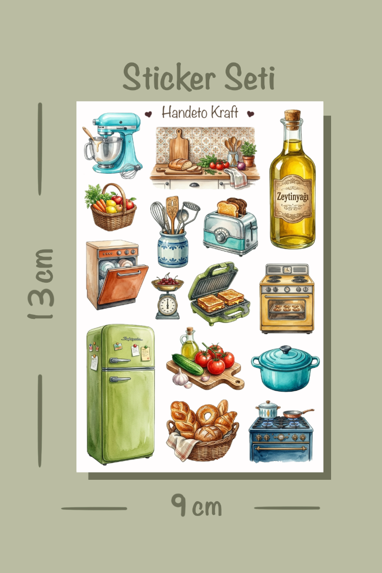 4'lü Mutfak Sticker Seti, Planner Etiket, Çıkartma, Ajanda Sticker, Journal Sticker