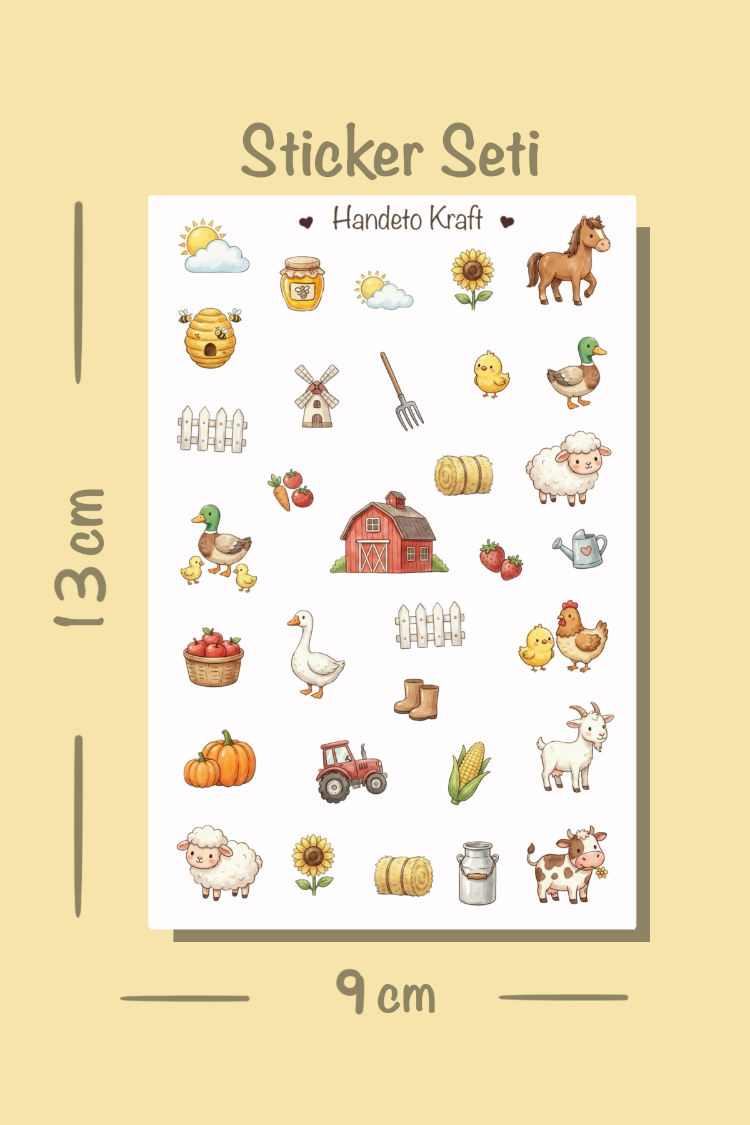 Çiftlik Temalı Sticker Seti Çıkartma Scrapbook Bullet Journal Etiket Ajanda
